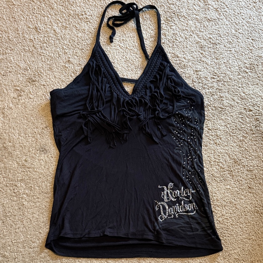 Harley-Davidson Women’s Halter with Bling and Fringe detail